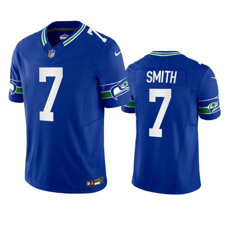 Nike Seahawks 7 Geno Smith Royal F.U.S.E. Vapor Limited Throwback Jersey