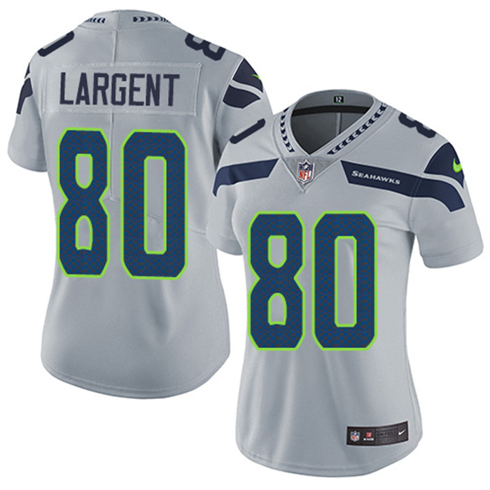  Seahawks 80 Steve Largent Gray Women Vapor Untouchable Limited Jersey