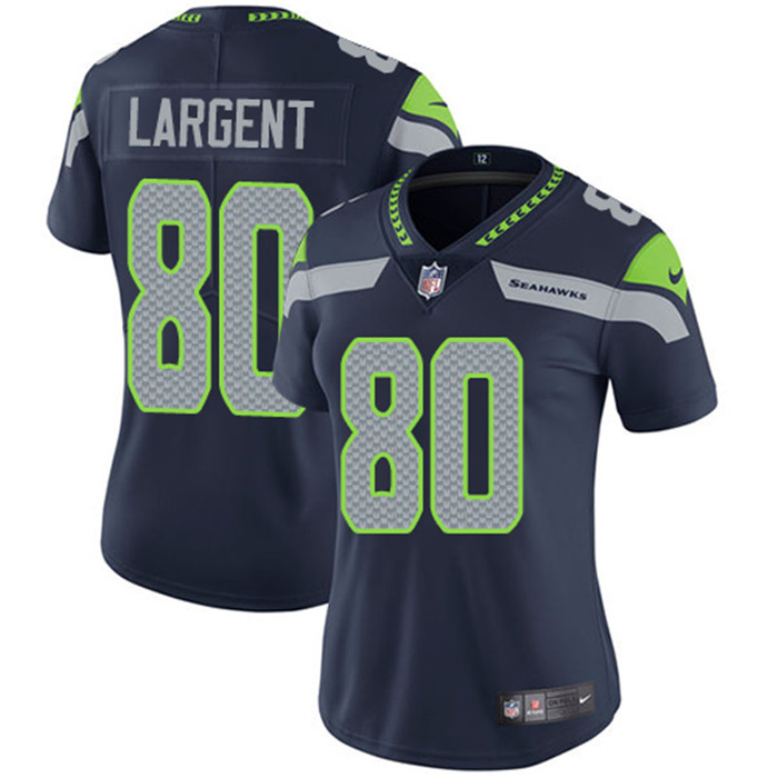  Seahawks 80 Steve Largent Navy Women Vapor Untouchable Limited Jersey