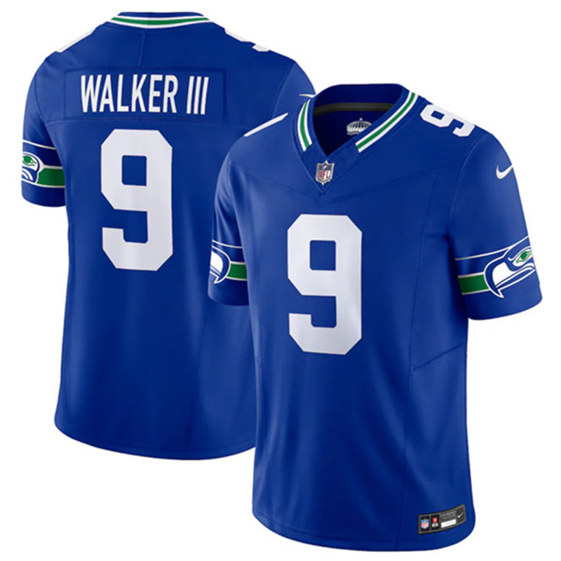 Nike Seahawks 9 Kenneth Walker III Royal F.U.S.E. Vapor Limited Throwback Jersey