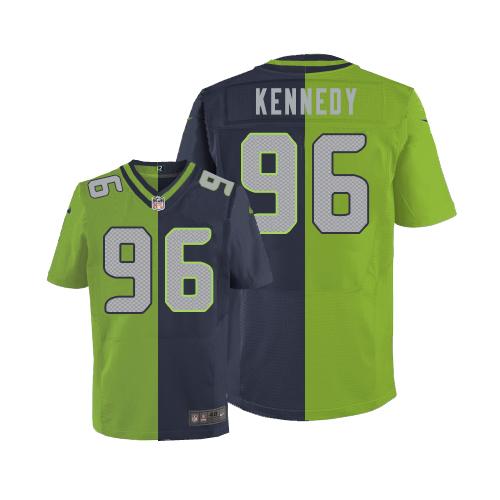  Seahawks 96 Cortez Kennedy Steel Blue Green Men Stitched NFL Elite Split Jersey