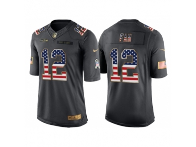  Seattle Seahawks 12 12th Fan Anthracite Salute to Service USA Flag Fashion Jersey