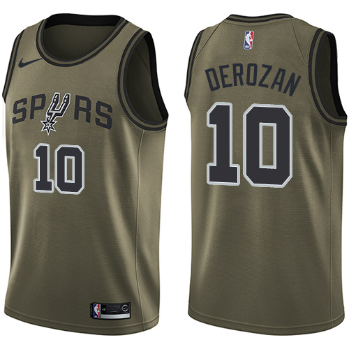  Spurs #10 DeMar DeRozan Green NBA Swingman Salute to Service Jersey