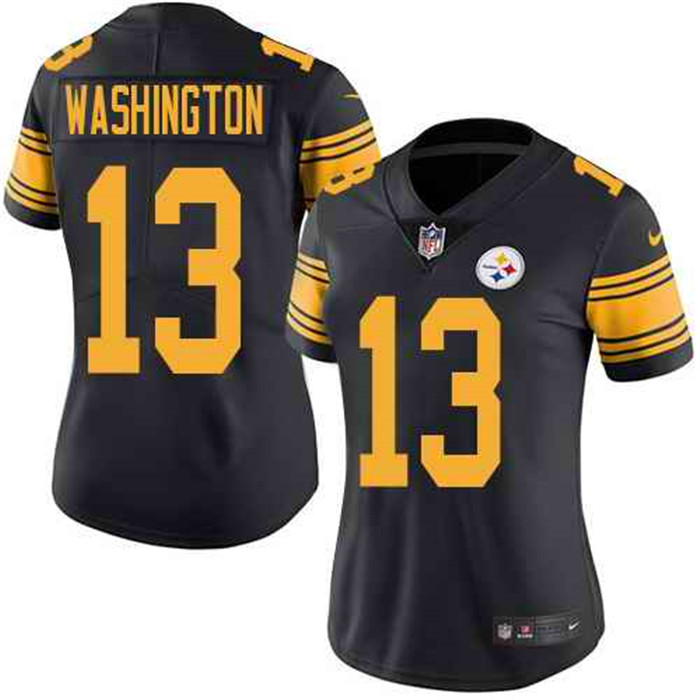  Steelers 13 James Washington Black Women Color Rush Limited Jersey