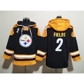 Nike Steelers 2 Justin Fields Black Ageless Must Have Lace Up Pullover Hoodie