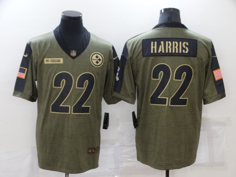 Nike Steelers 22 Najee Harris Olive 2021 Salute To Service Limited Jersey