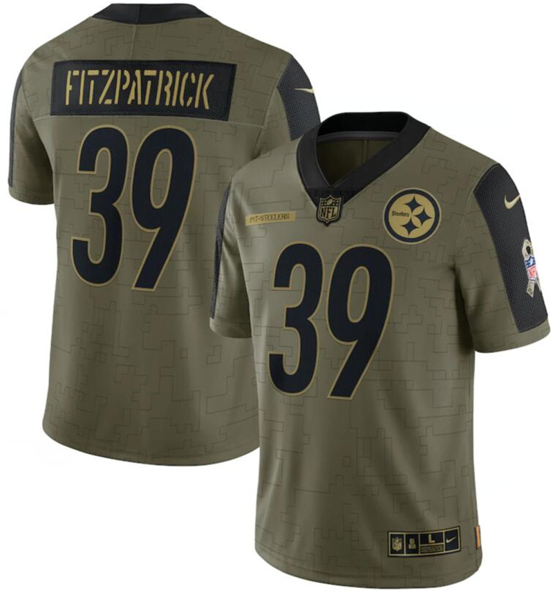 Nike Steelers 39 Minkah Fitzpatrick Olive 2021 Salute To Service Limited Jersey