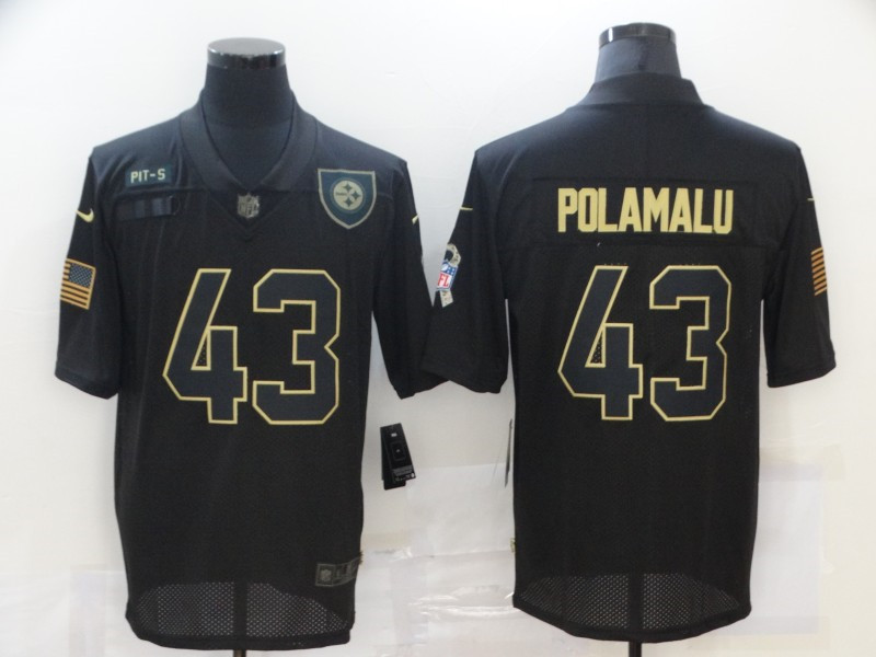 Nike Steelers 43 Troy Polamalu Black 2020 Salute To Service Limited Jersey