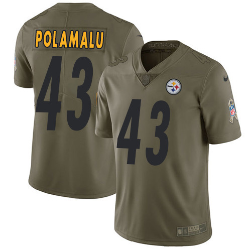  Steelers 43 Troy Polamalui Olive Salute To Service Limited Jersey