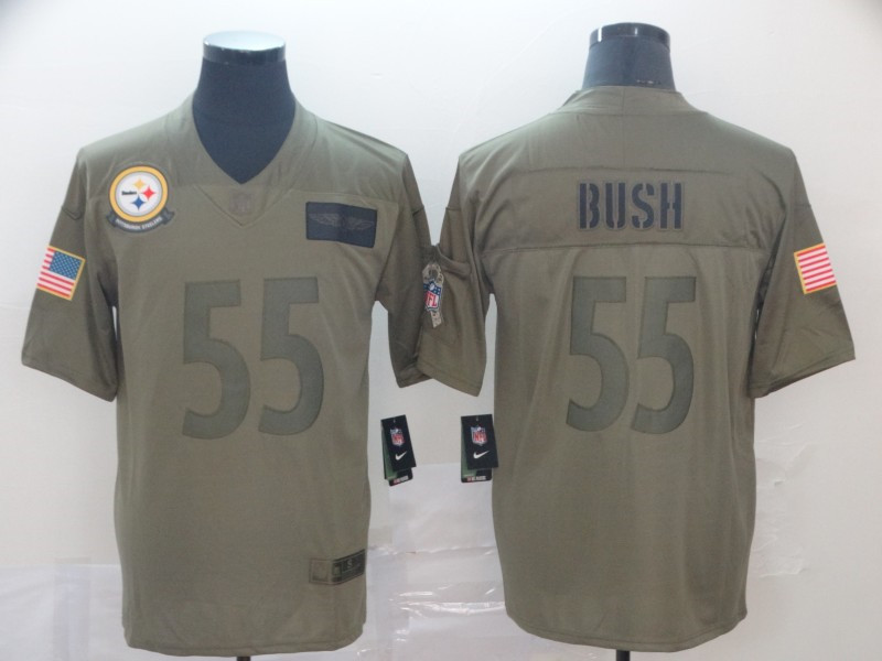 Nike Steelers 55 Devin Bush 2019 Olive Salute To Service Limited Jersey
