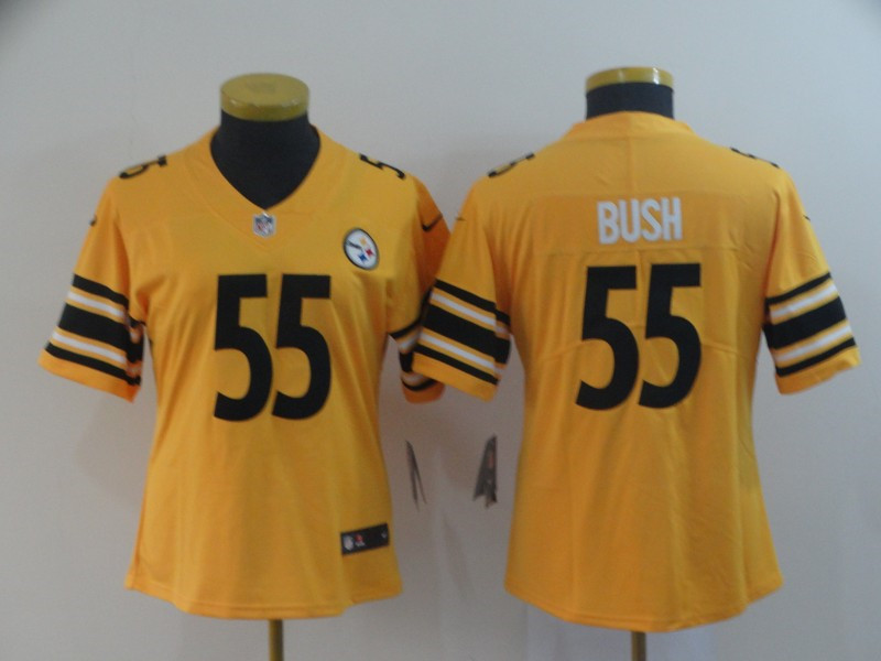 Nike Steelers 55 Devin Bush Gold Women Inverted Legend Limited Jersey