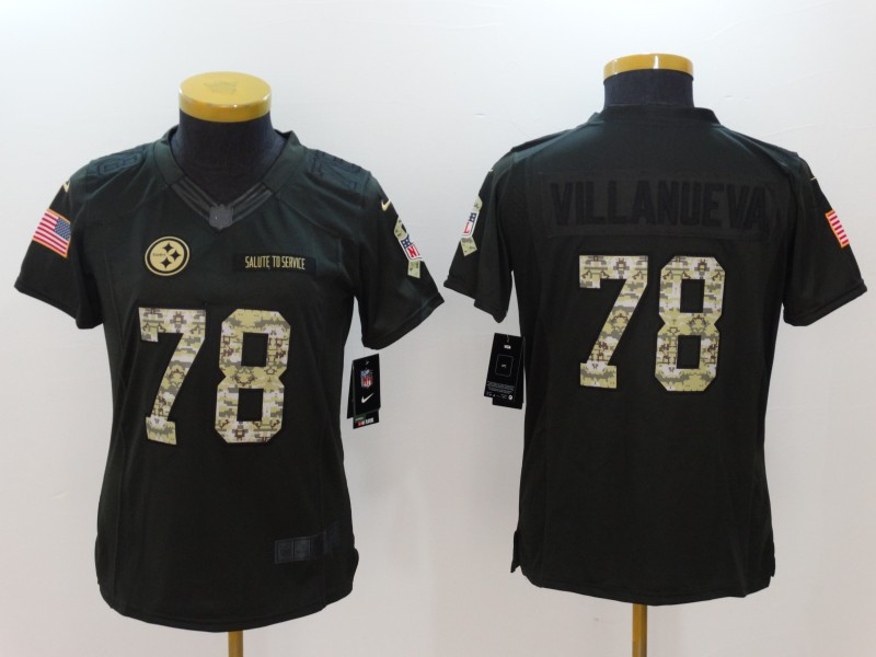  Steelers 78 Alejandro Villanueva Anthracite Women Salute To Service Limited Jersey