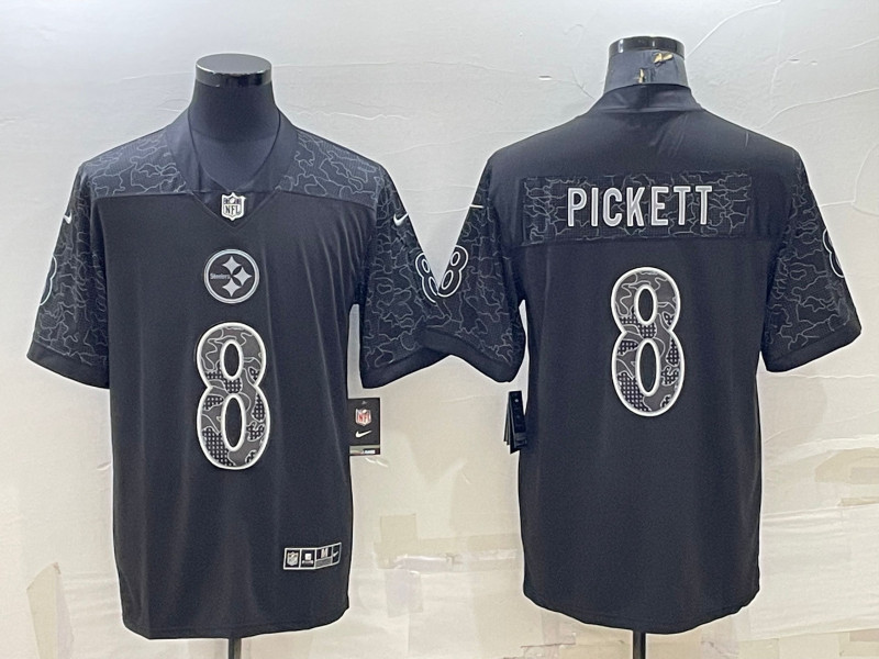 Nike Steelers 8 Kenny Pickett Black RFLCTV Limited Jersey