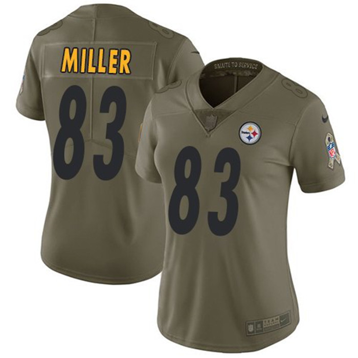  Steelers 83 Heath Miller Olive Camo Women Salute To Service Limited Jersey