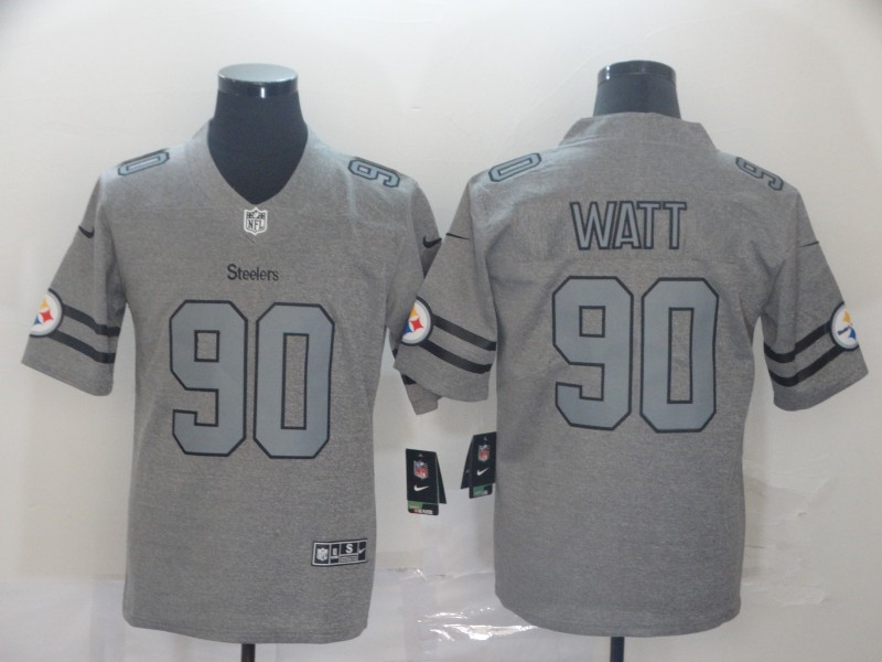 Nike Steelers 90 T.J. Watt 2019 Gray Gridiron Gray Vapor Untouchable Limited Jersey