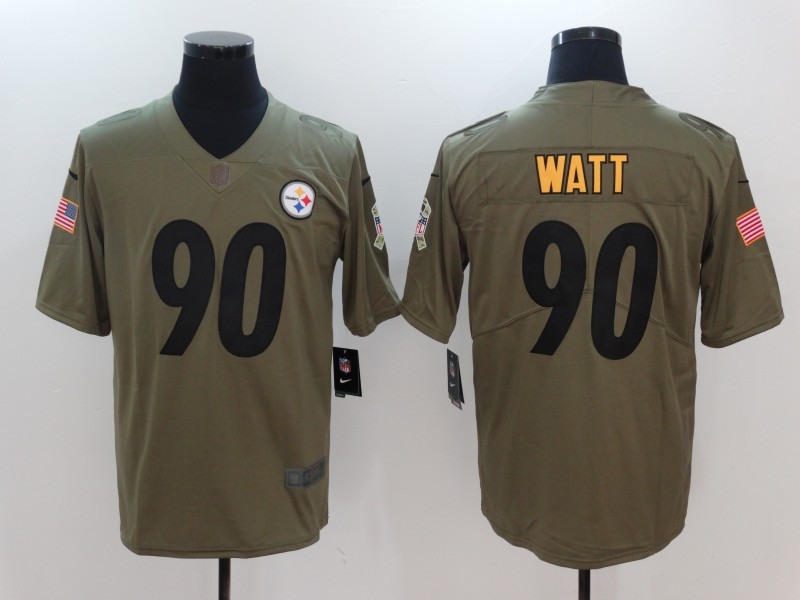  Steelers 90 T.J. Watt Olive Salute To Service Limited Jersey