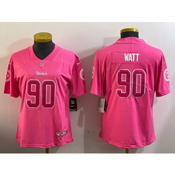 Nike Steelers 90 T.J. Watt Pink Vapor Limited Women Jersey