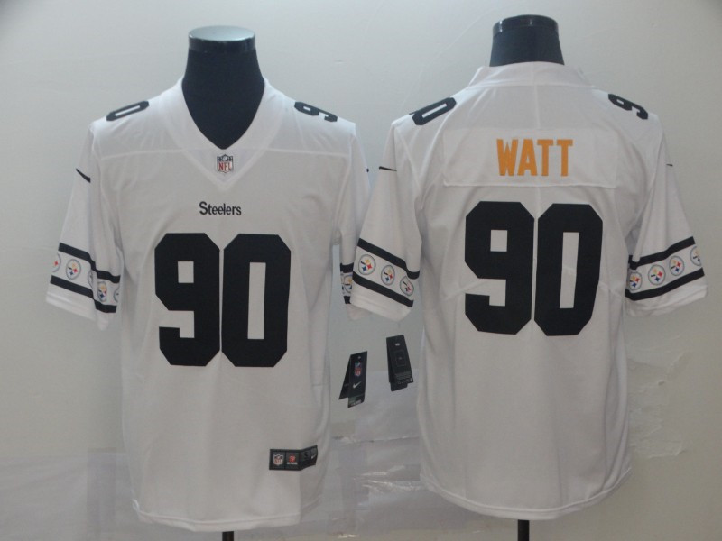 Nike Steelers 90 T.J. Watt White Team Logos Fashion Vapor Limited Jersey