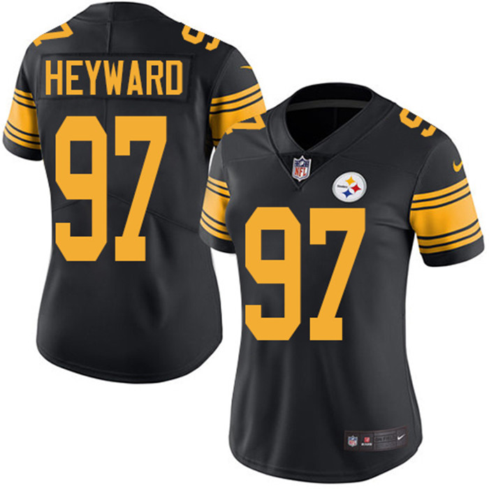  Steelers 97 Cameron Heyward Black Women Color Rush Limited Jersey