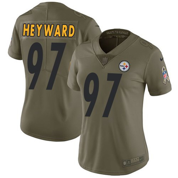  Steelers 97 Cameron Heyward Olive Women Salute To Service Limited Jersey