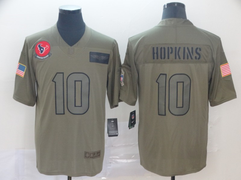 Nike Texans 10 DeAndre Hopkins 2019 Olive Salute To Service Limited Jersey