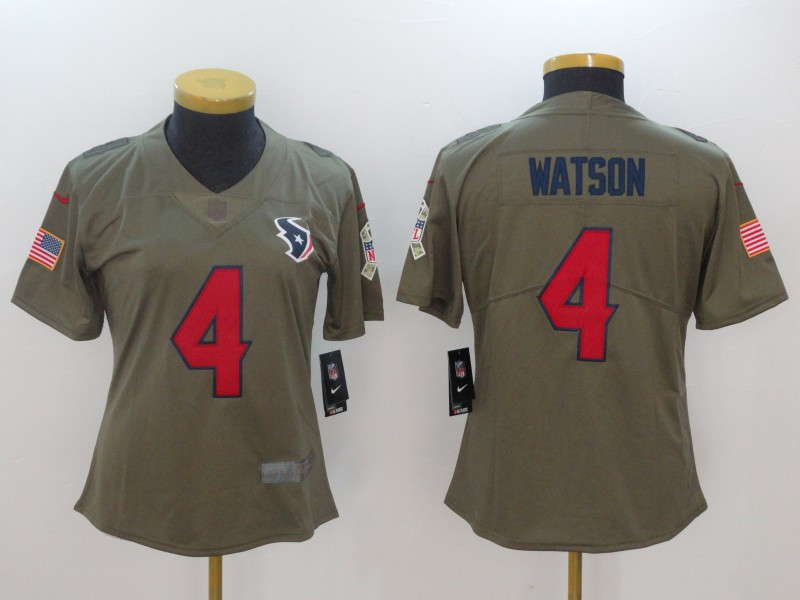  Texans 4 Deshaun Watson Olive Women Salute To Service Limited Jersey