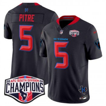 Nike Texans 5 Jalen Pitre Navy Red 2024 AFC South Division Champions F.U.S.E. Vapor Limited Men Jersey