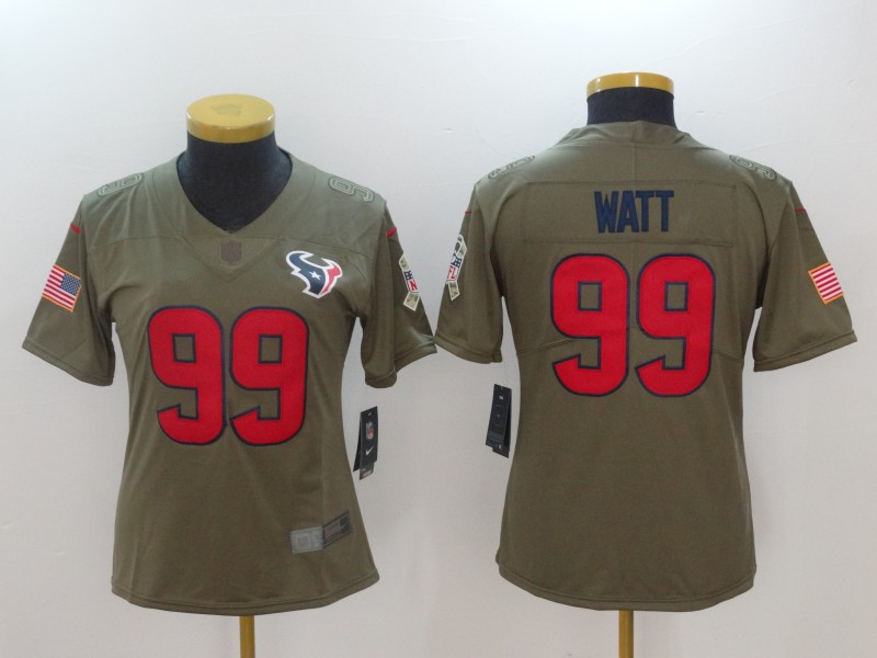  Texans 99 J.J. Watt Women Olive Salute To Service Limited Jersey