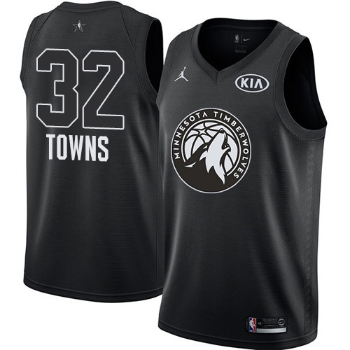  Timberwolves #32 Karl Anthony Towns Black NBA Jordan Swingman 2018 All Star Game Jersey