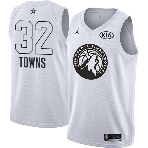  Timberwolves #32 Karl Anthony Towns White NBA Jordan Swingman 2018 All Star Game Jersey