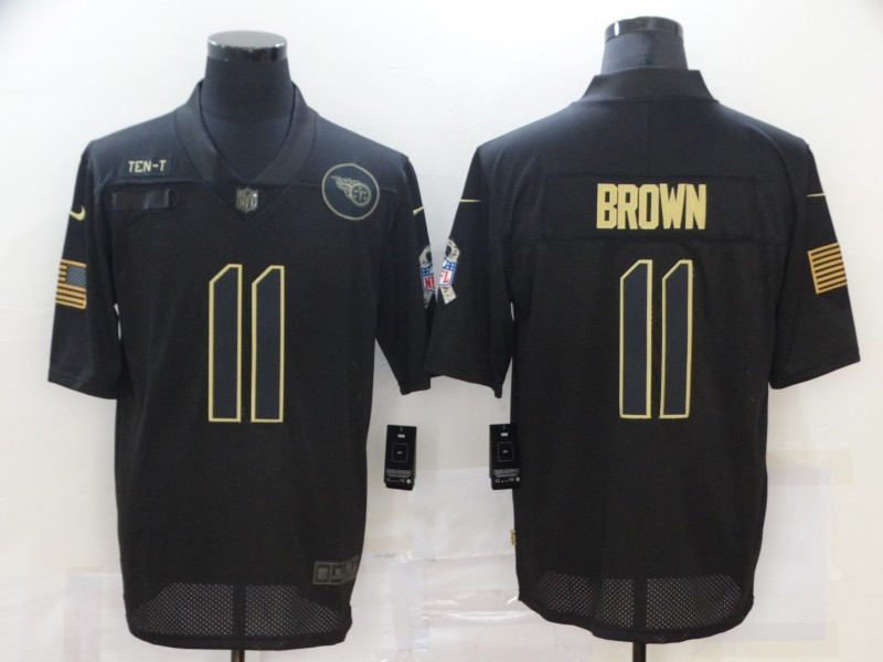 Nike Titans 11 A.J. Brown Black 2020 Salute To Service Limited Jersey