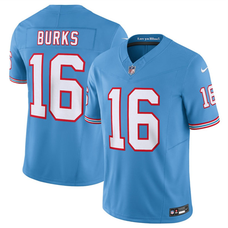 Nike Titans 16 Treylon Burks Light Blue Oilers Throwback Vapor F.U.S.E. Limited Jersey