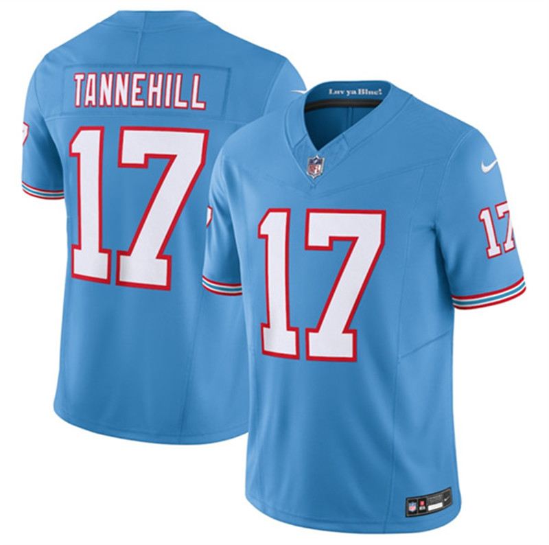 Nike Titans 17 Ryan Tannehill Light Blue Oilers Throwback Vapor F.U.S.E. Limited Jersey