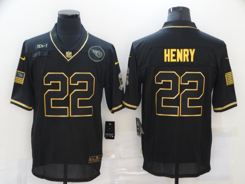 Nike Titans 22 Derrick Henry Black Gold 2020 Salute To Service Limited Jersey