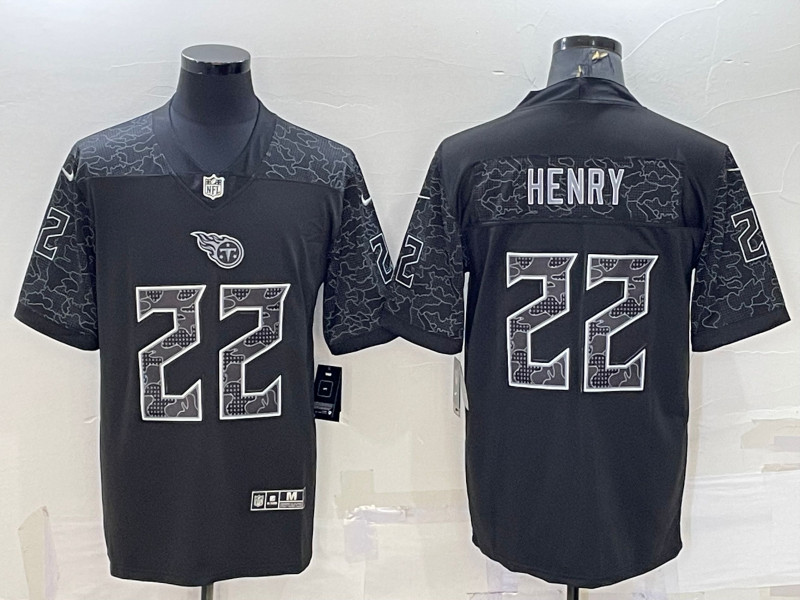 Nike Titans 22 Derrick Henry Black RFLCTV Limited Jersey