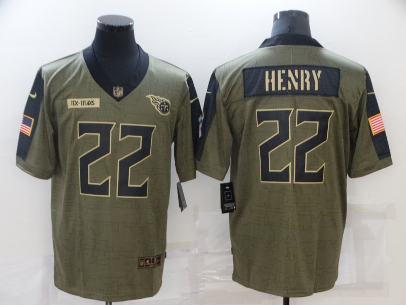 Nike Titans 22 Derrick Henry Olive 2021 Salute To Service Limited Jersey