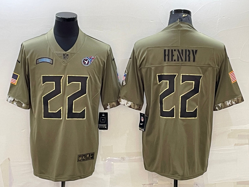 Nike Titans 22 Derrick Henry Olive 2022 Salute To Service Limited Jersey