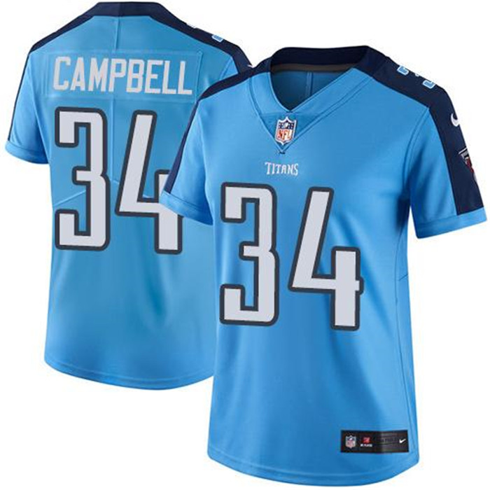  Titans 34 Earl Campbell Light Blue Women Vapor Untouchable Limited Jersey