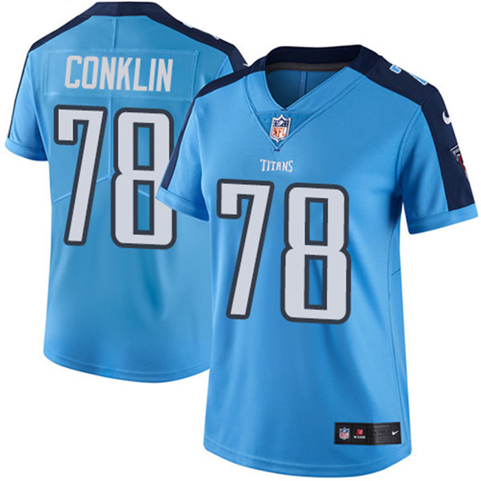  Titans 78 Jack Conklin Light Blue Women Vapor Untouchable Limited Jersey