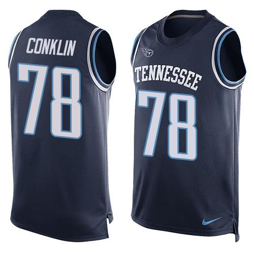  Titans 78 Jack Conklin Navy Blue Alternate Men Stitched NFL Limited Tank Top Jersey