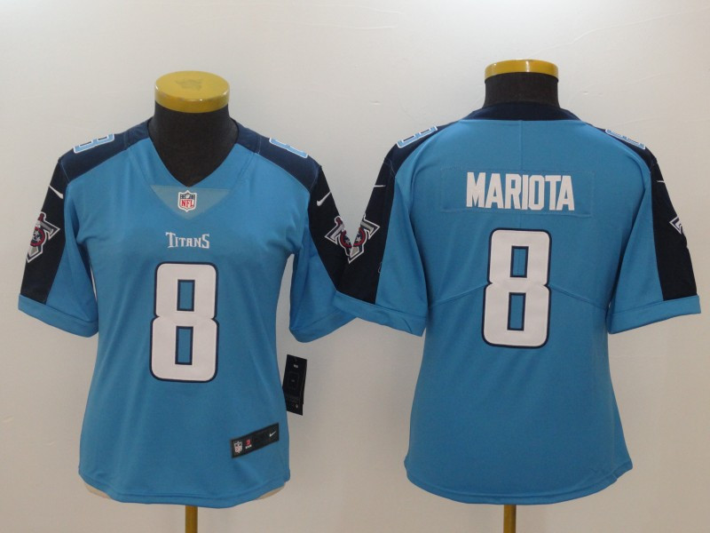  Titans 8 Marcus Mariota Light Blue Women Vapor Untouchable Player Limited Jersey