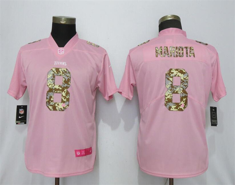 Nike Titans 8 Marcus Mariota Pink Camo Fashion Women Limited Jersey