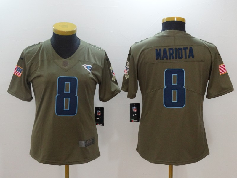  Titans 8 Marcus Mariota Women Olive Salute To Service Limited Jersey