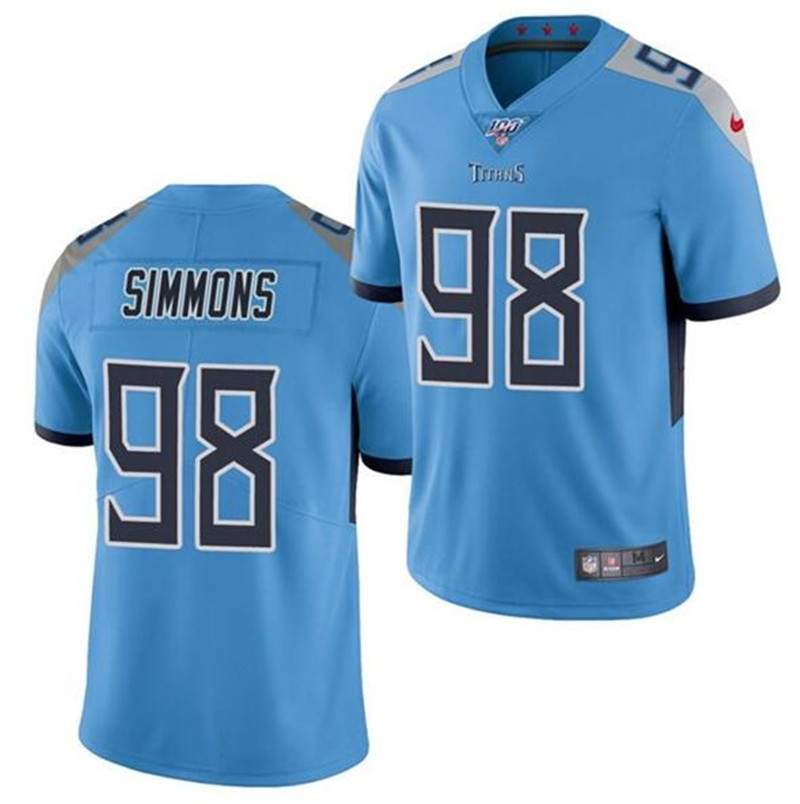 Nike Titans 98 Jeffery Simmons Blue 100th Season Vapor Untouchable Limited Jersey