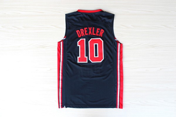  USA 1992 Olympic Dream Team One 10 Clyde Drexler Retro Blue Basketball Jerseys