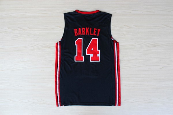  USA 1992 Olympic Dream Team One 14 Charles Barkley Retro Blue Basketball Jerseys