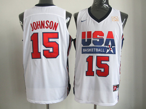  USA 1992 Olympic Dream Team One 15 Magic Johnson Retro Basketball Jersey