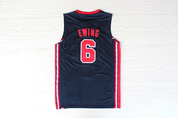  USA 1992 Olympic Dream Team One 6 Patrick Ewing Retro Blue Basketball Jerseys