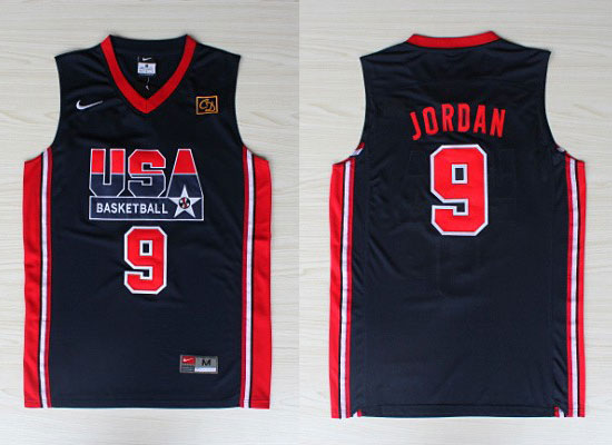  USA 1992 Olympic Dream Team One 9 Michael Jordan Retro Blue Basketball Jerseys