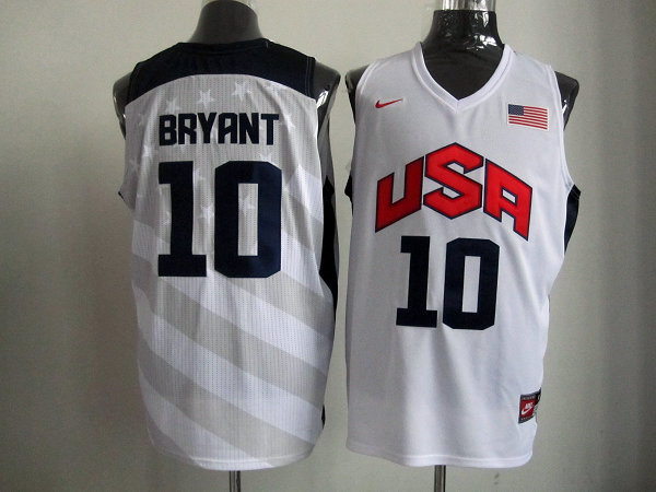  USA 2012 Olympic Dream Team Ten 10 Kobe Bryant White Basketball Jersey
